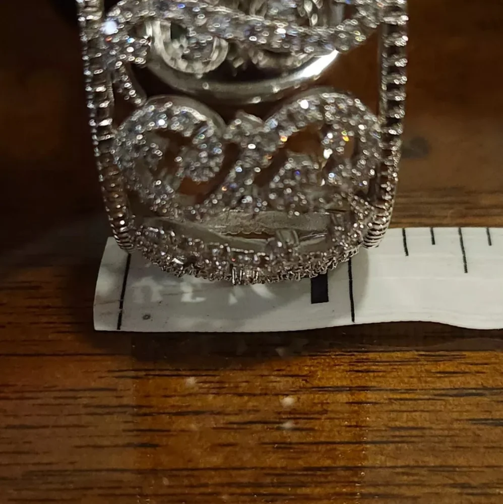 REPOSTED ESPO 925 Sterling Silver Cubic Zirconia Swirl Pattern Cuff Bracelet - Picture 6 of 11